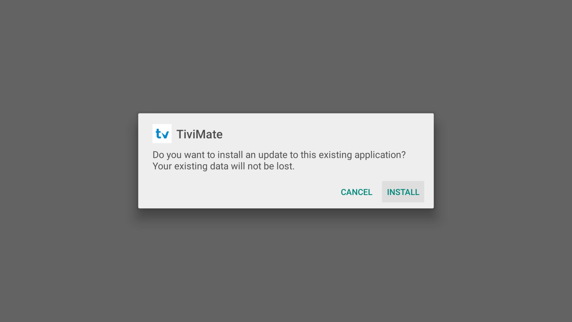 TiviMate install prompt in Downloader